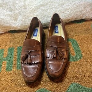 Chaps Brown Leather Tassel Loafers